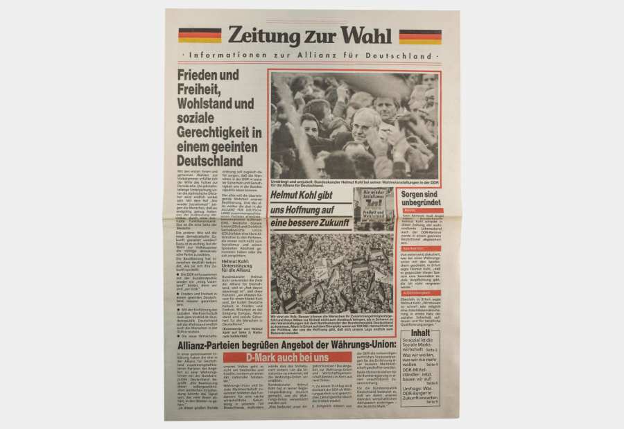 Wahlwerbung für die Allianz für Deutschland in Form einer Zeitung 