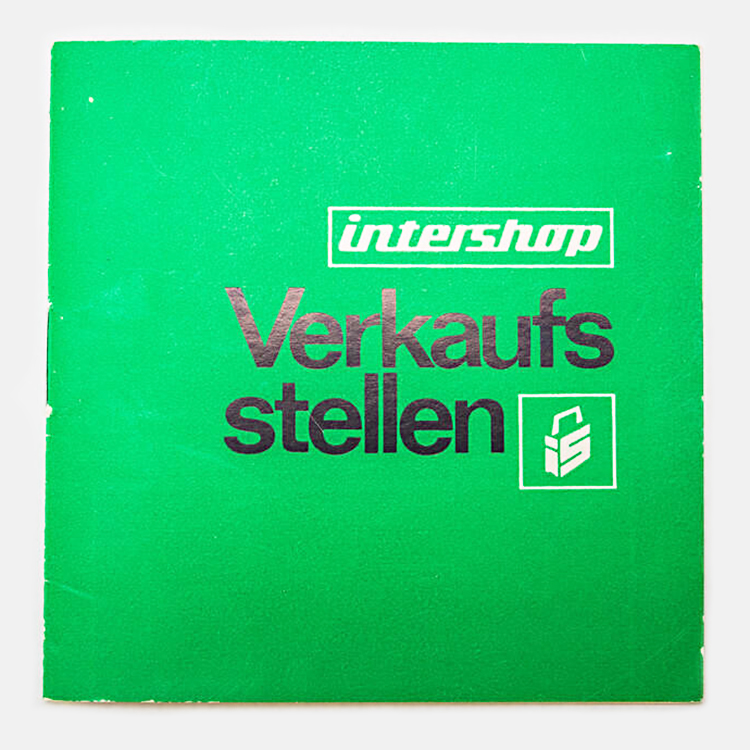 Grüne Broschüre mit Intershop Verkaufsstellen
