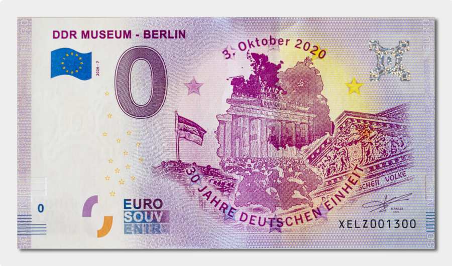 Vorderseite 0-Euro-Souvenirschein 30 Jahre Deutsche Einheit 