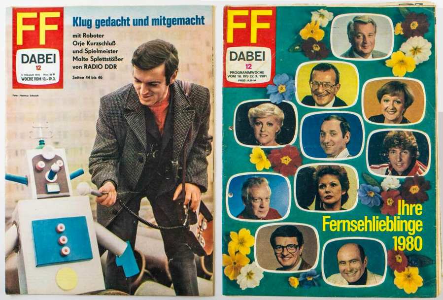 Programme magazine »FF dabei« – on the left an issue from 1972, on the right from 1981 