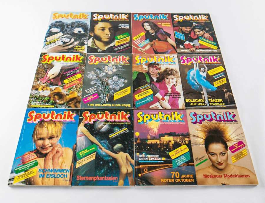 various »Sputnik« issues from the collection of the DDR Museum
