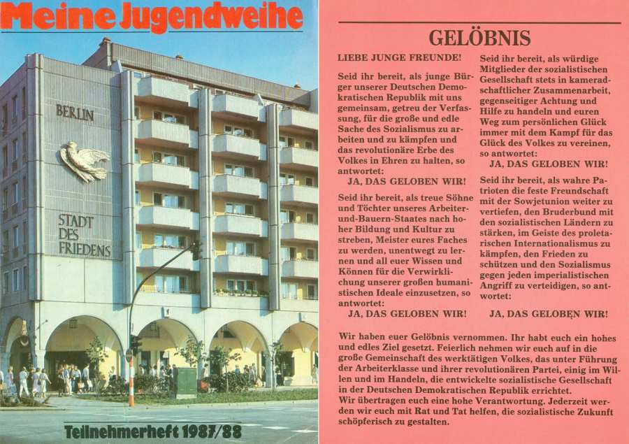 Jugendweihe Teilnehmerheft 1987/88