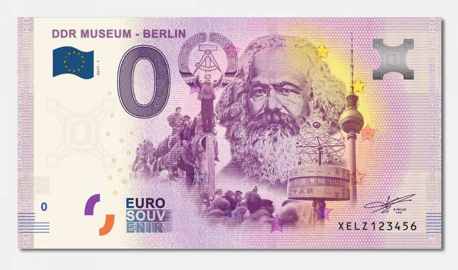  0-Euro souvenir banknote reunification front