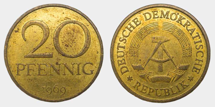 20-Pfennig-Münze aus Messing