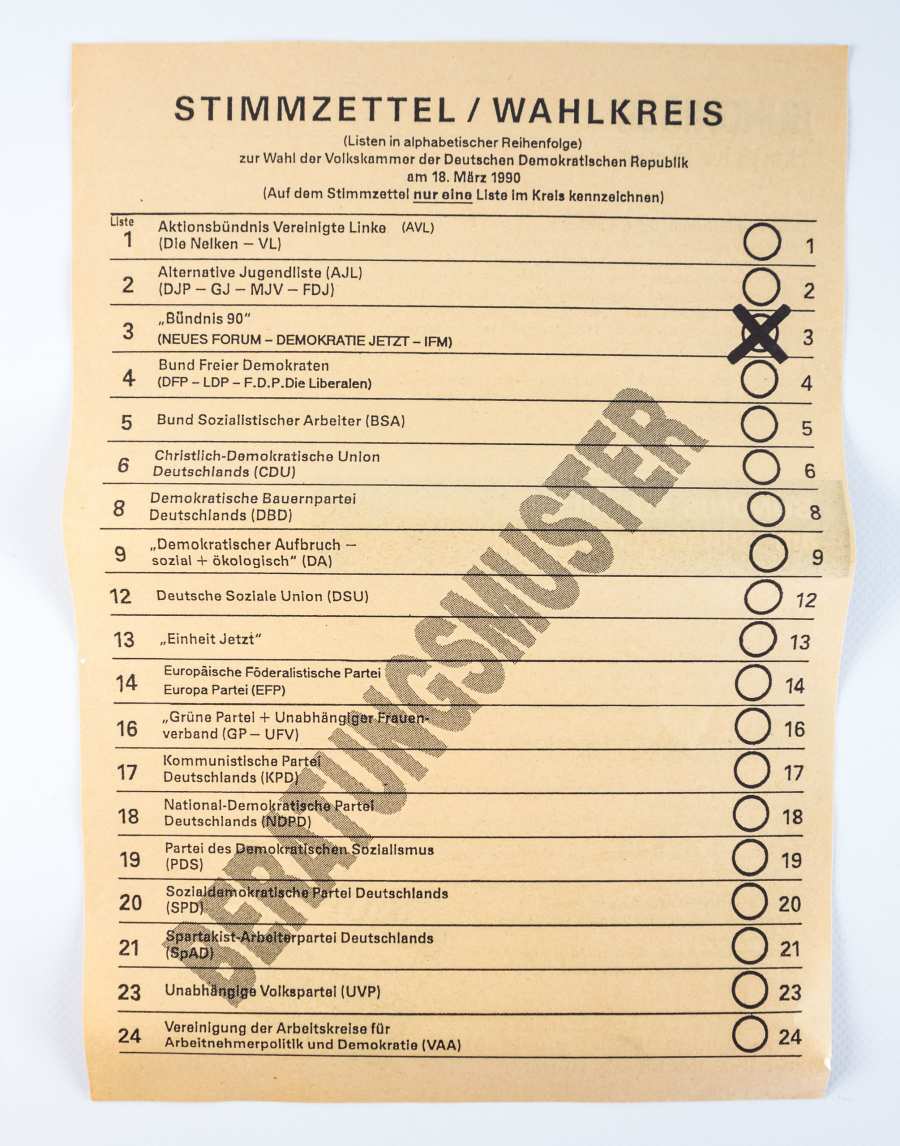 Stimmzettel Volkskammerwahl