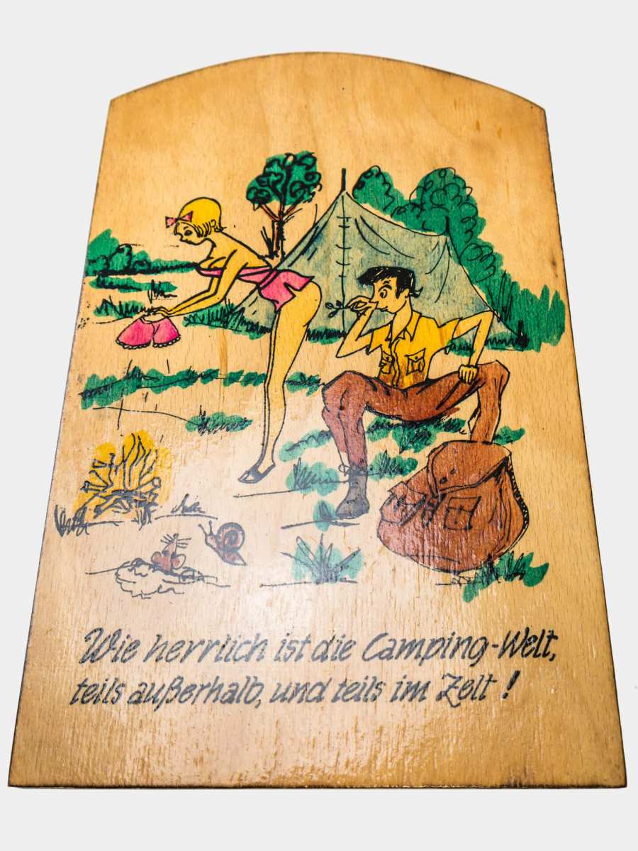 Wooden board »How wonderful the camping world is«