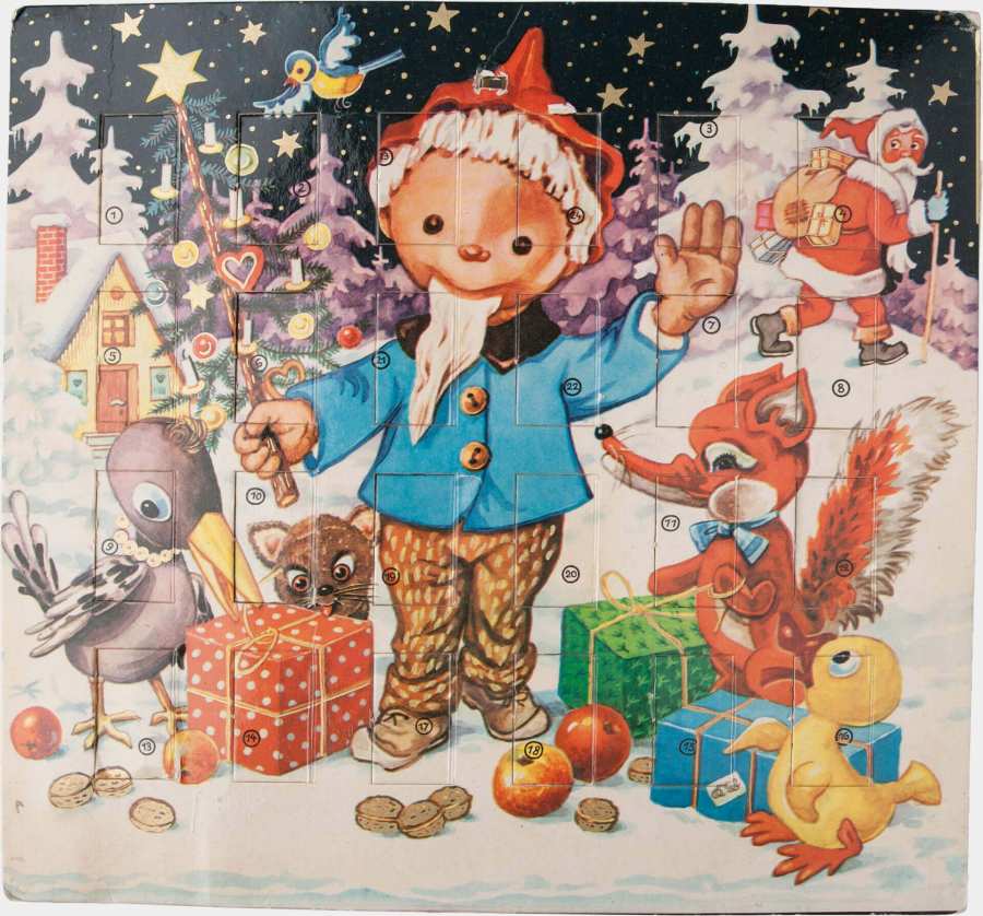 Advent calendar with Sandman, Magpie, Schnatterinchen and Santa Claus