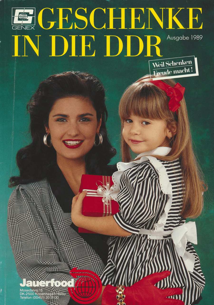 Genex-Katalog – Ausgabe 1989 – mit lächelnder Frau, die im Arm ein junges Mädchen hält.
