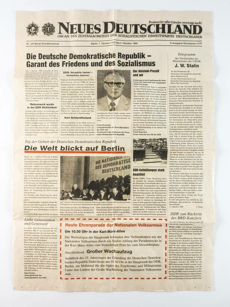 Zeitung Neues Deutschland Berlin 7 Oktober 1949 Bis 2 Oktober