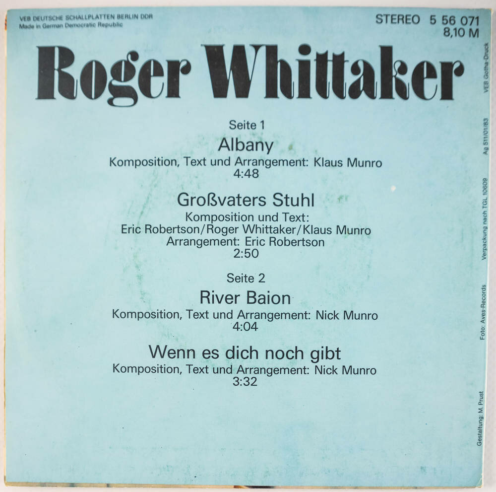 Roger Whittaker Abschied ist ein scharfes S DDR Schallplatte +AMIGA Vinyl 