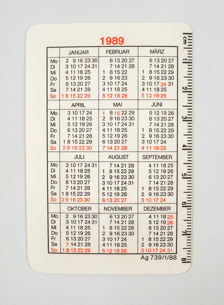 DDR Taschenkalender  1989 
